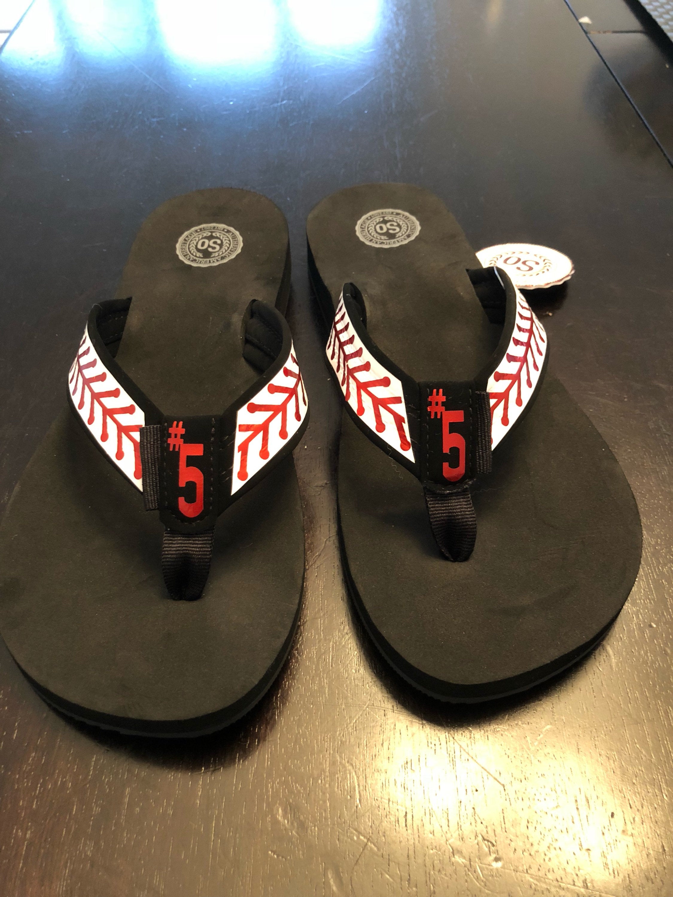 baseball flip flops womens