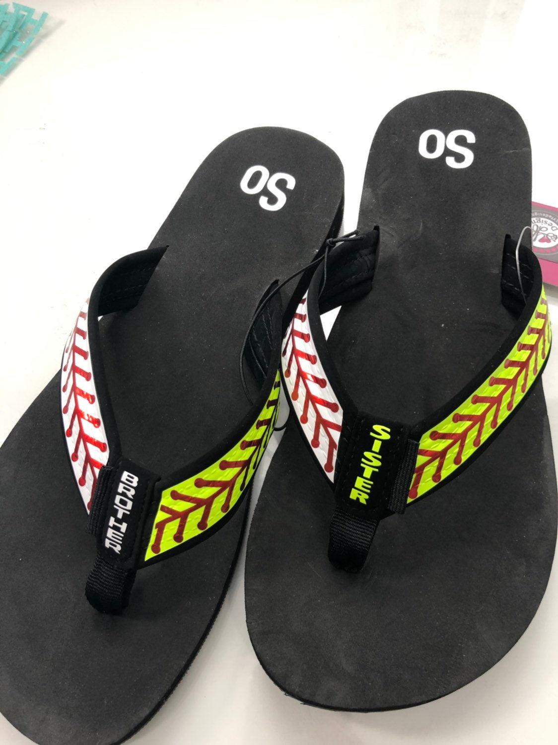 womens baseball flip flops