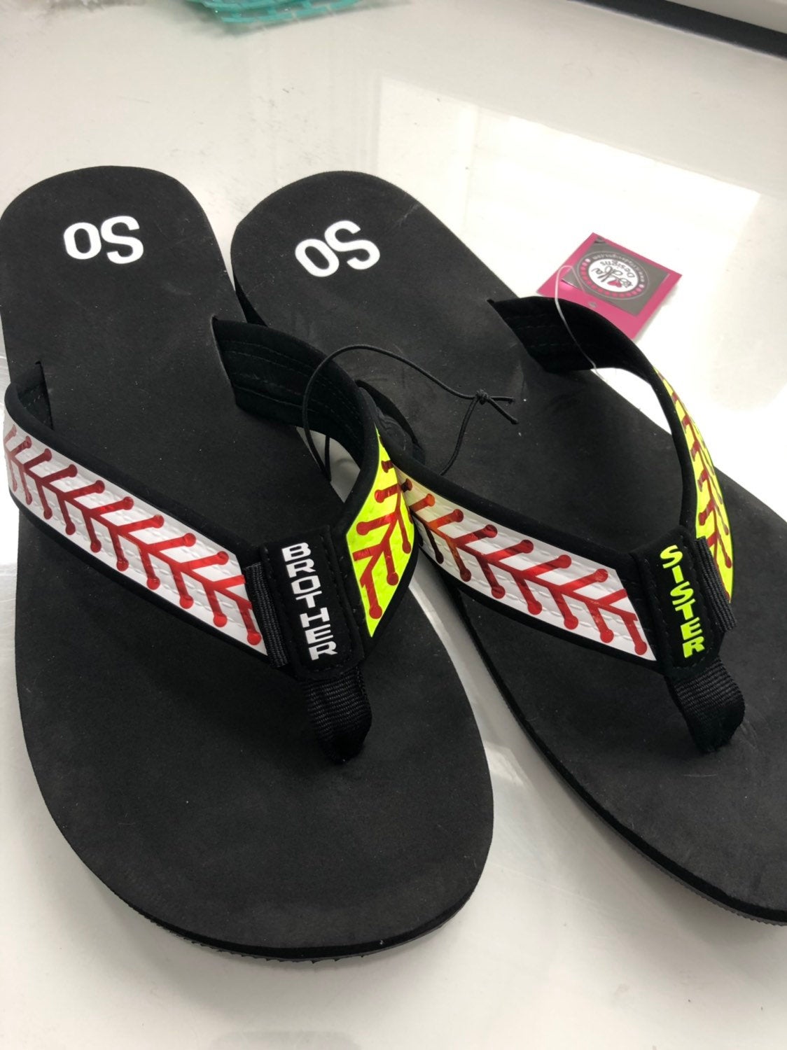 personalized baseball flip flops