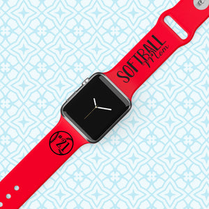 Personalized Engraved SOFTBALL MOM  Apple Watch Band - Multiple Colors