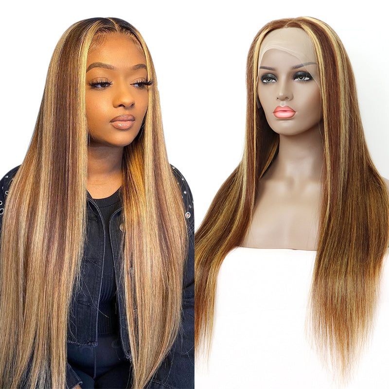 Highlight Straight Lace Front Wig Human Hair Wig #4/27 | Bridger Hair ...
