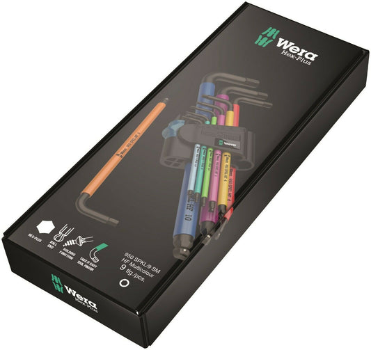 Wera 950/9 Metric 9-Piece Hex-Plus L-Key Set – Multicolor Professional