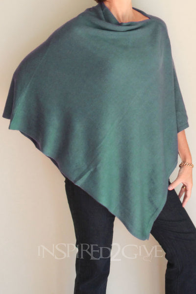 CASHMERE PONCHO - SAGE – Inspired2Give