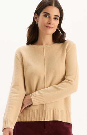 Asha Cashmere Center Stitch Sweater Eggshell - sweet ivy