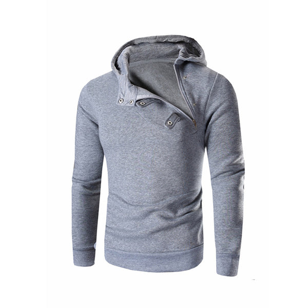 oblique color block zippers fleece hoodie