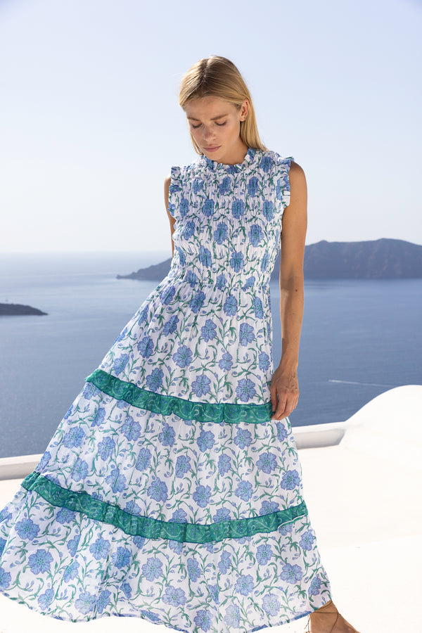 Lucky Brand Women's Indigo-Floral Maxi Dress, Blue/Multi, X-Small