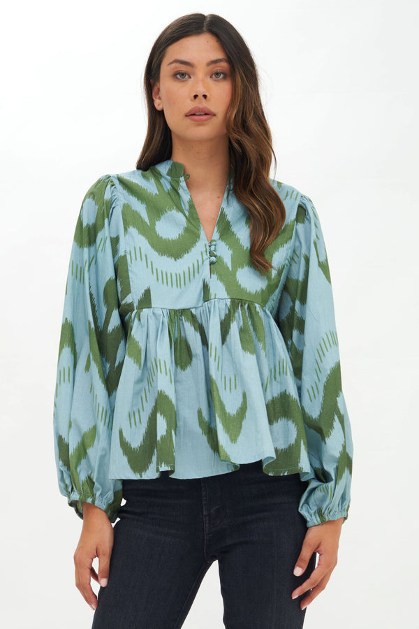 teal green blouse