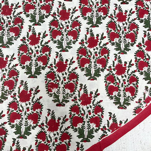 Green / Red Firecracker Flower 86" Round Table Linens - SHOP - Ally Banks Interiors