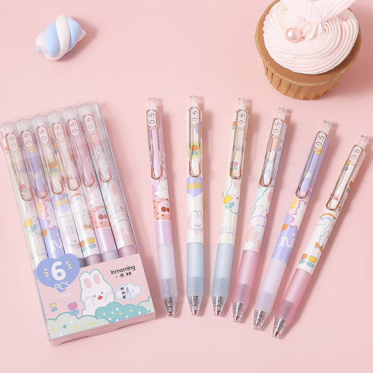 SAIWEILAI ONLINE 48 Pieces Cute Cow Pen, 12 Color Milky Gel Ink Pens,  Cartoon Gel Ink Pens Set, Cow Print Pens Kawaii for Office School Supplies,  Gift