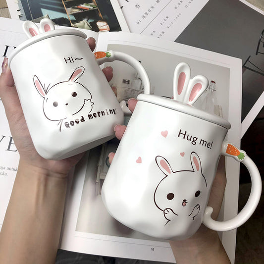 Kawaii Donut Bunny Ceramic Mug With Lid + Spoon – Kawaiies