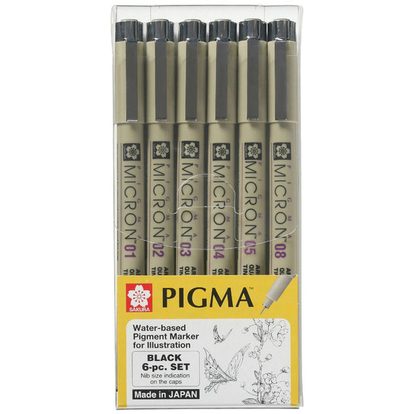 Sakura Pigma Micron Pen, Assorted Colors, 0.2 mm - 6 pack