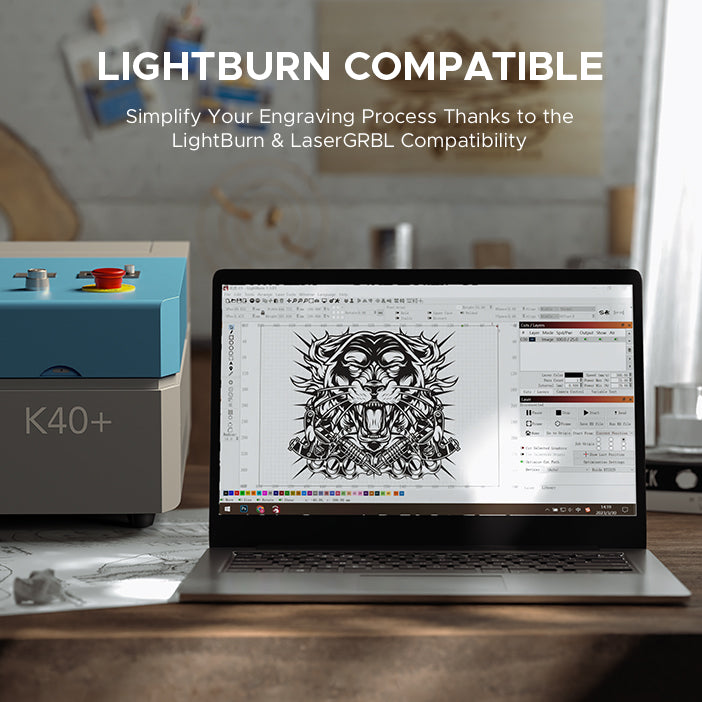 OMTech K40+ 45W Desktop CO2 Laser Engraver with 8" x 12" Working Area and Detachable Honeycomb Workbed - Image 8