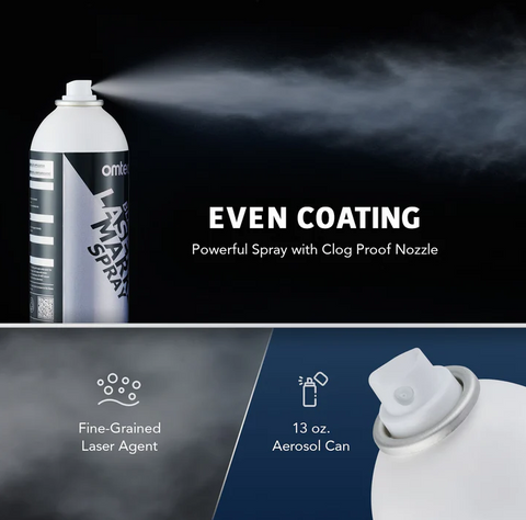 OMTech metal laser marking spray for metal engravings and metal engraver with CO2 laser engraver