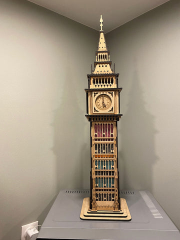 laser cut big ben clock tower craft project