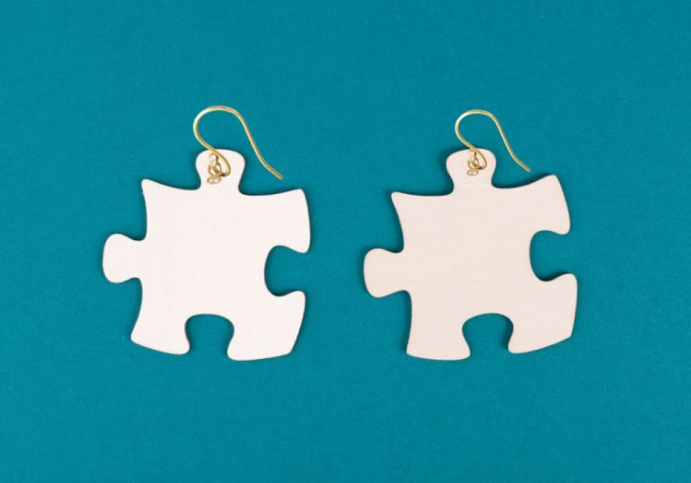 puzzle piece wood earrings