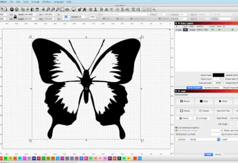 tracing images in lightburn laser software