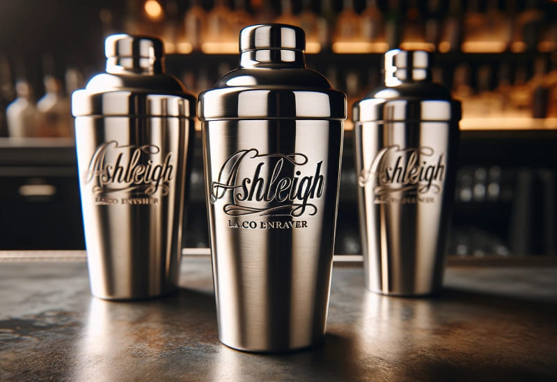 laser engraved cocktail shakers