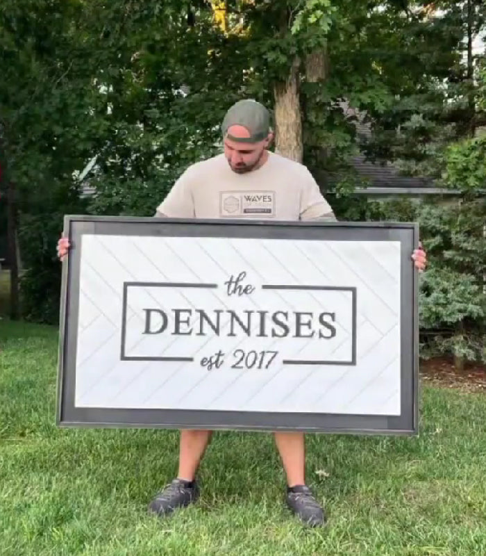 custom made laser engraved wooden family name sign