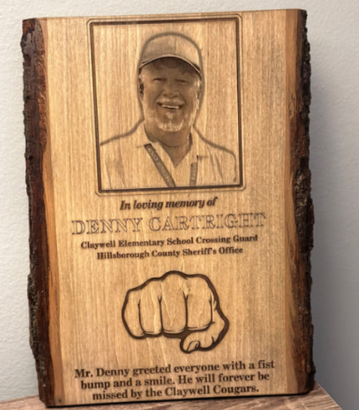 custom laser etched wooden memorial sign