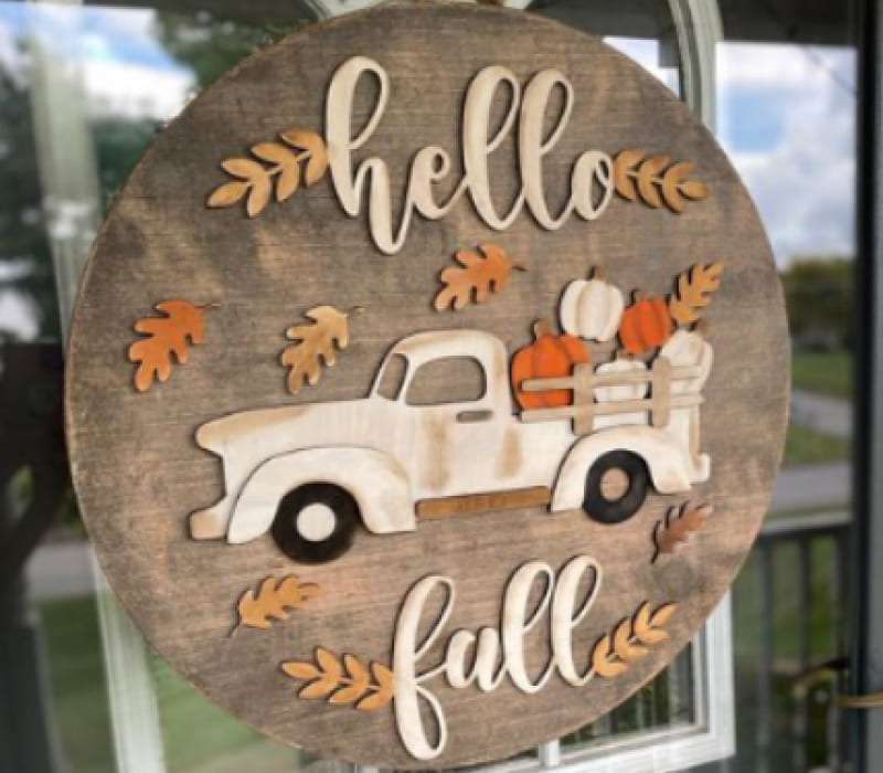 custom made laser etched seasonal wooden sign