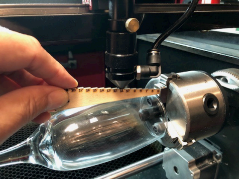laser focusing on glass with laser rotary attachment