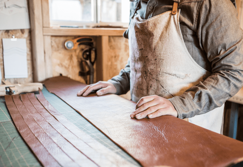 Laying out leather strips