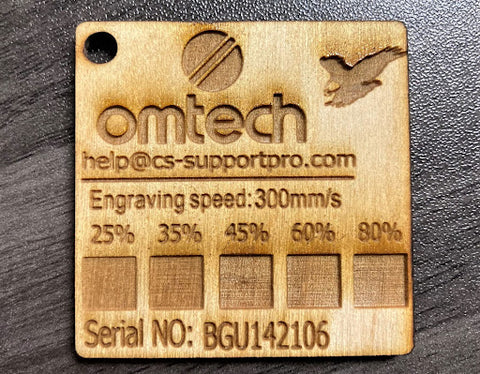 omtech laser test file on wood
