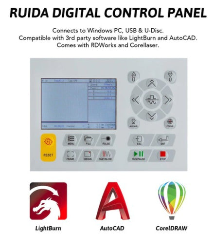 Ruida digital laser controller with LightBurn laser software