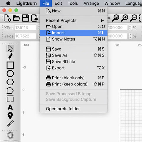 Import a design into LightBurn