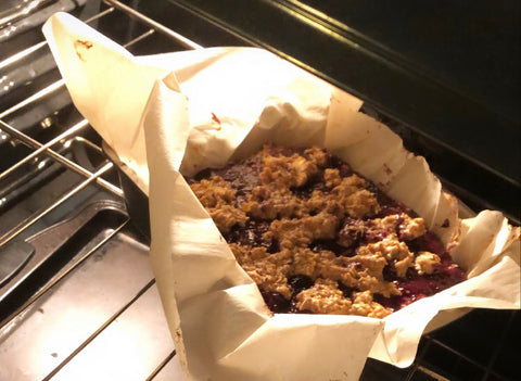 peanut butter and jam snack bars in the oven made with gnubees and other made in BC products