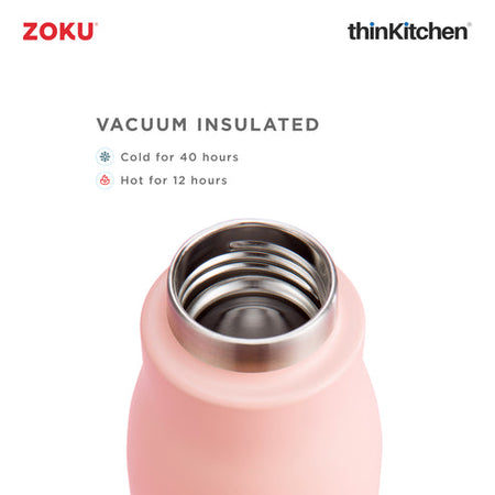 Zoku 12oz 3-in-1 Stainless Steel Tumbler Powder Coated Coral