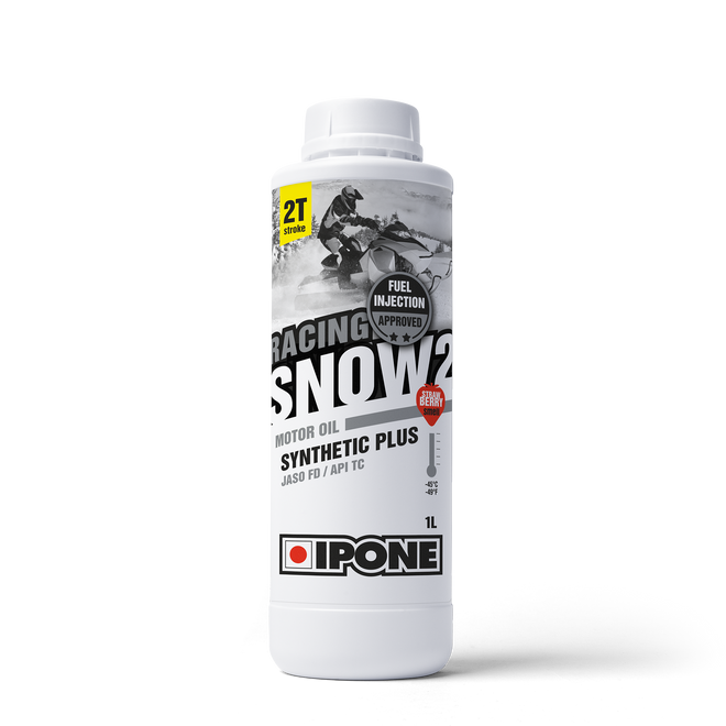 Bidon 1L SNOW RACING 2 FRAISE huile moteur parfumée pour motoneiges 2 temps IPONE