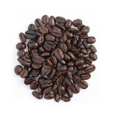 Pile of medium roast coffee beans.