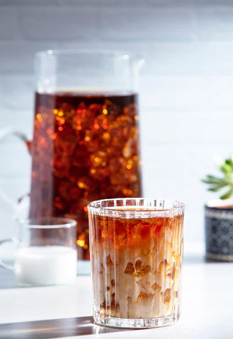 Pitcher of cold brew coffee.