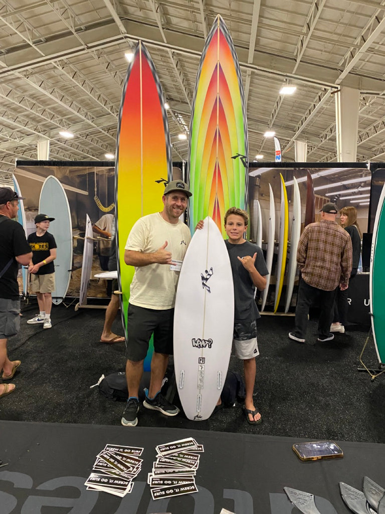 Team rider at surfboard show