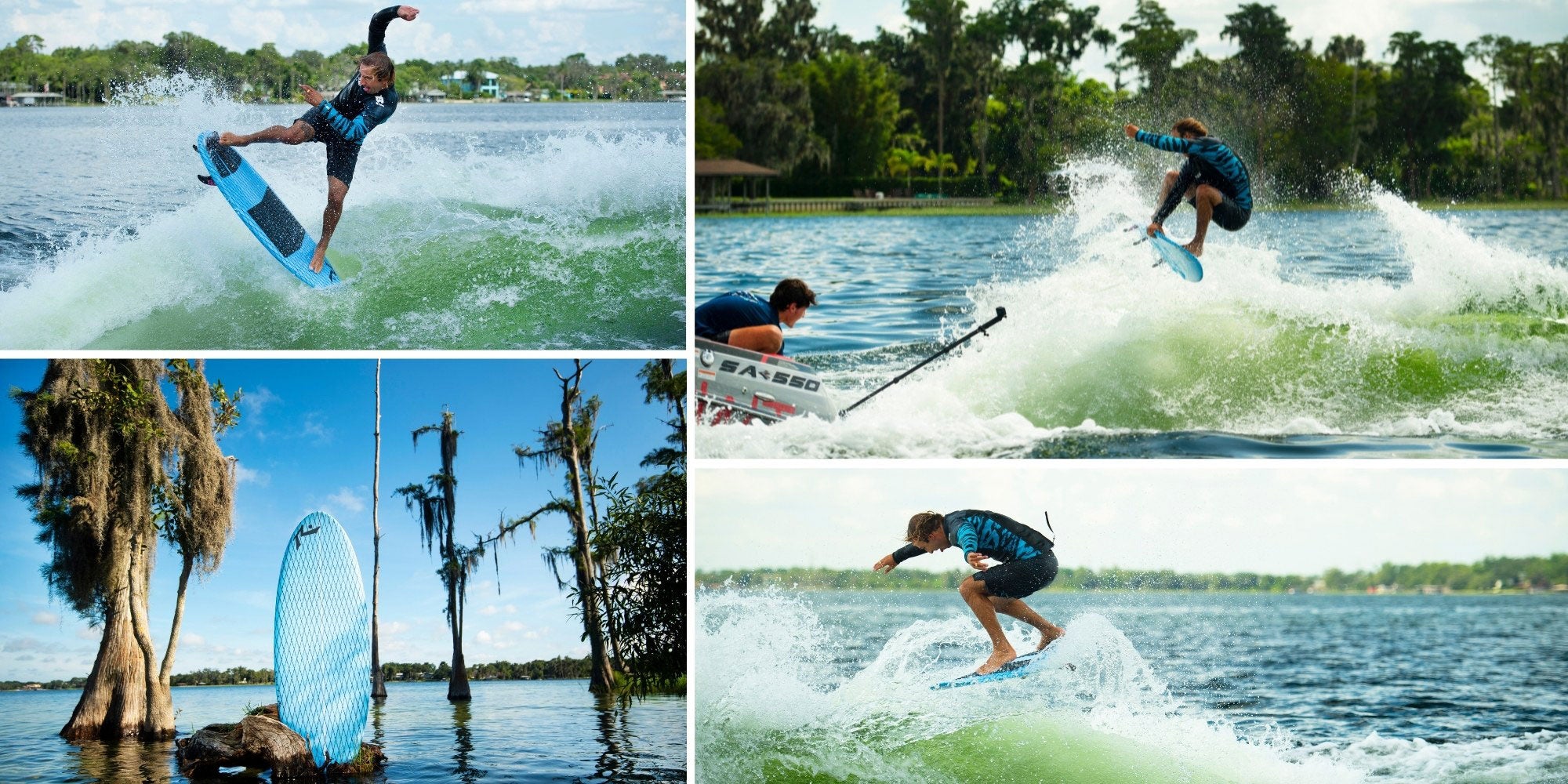 rusty underbite wake surfboard collage