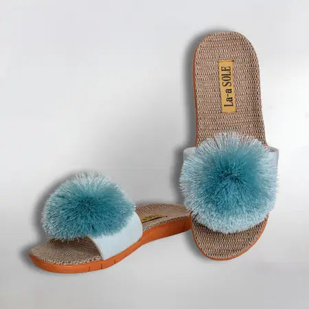 Pom Pom Slides-Seafoam