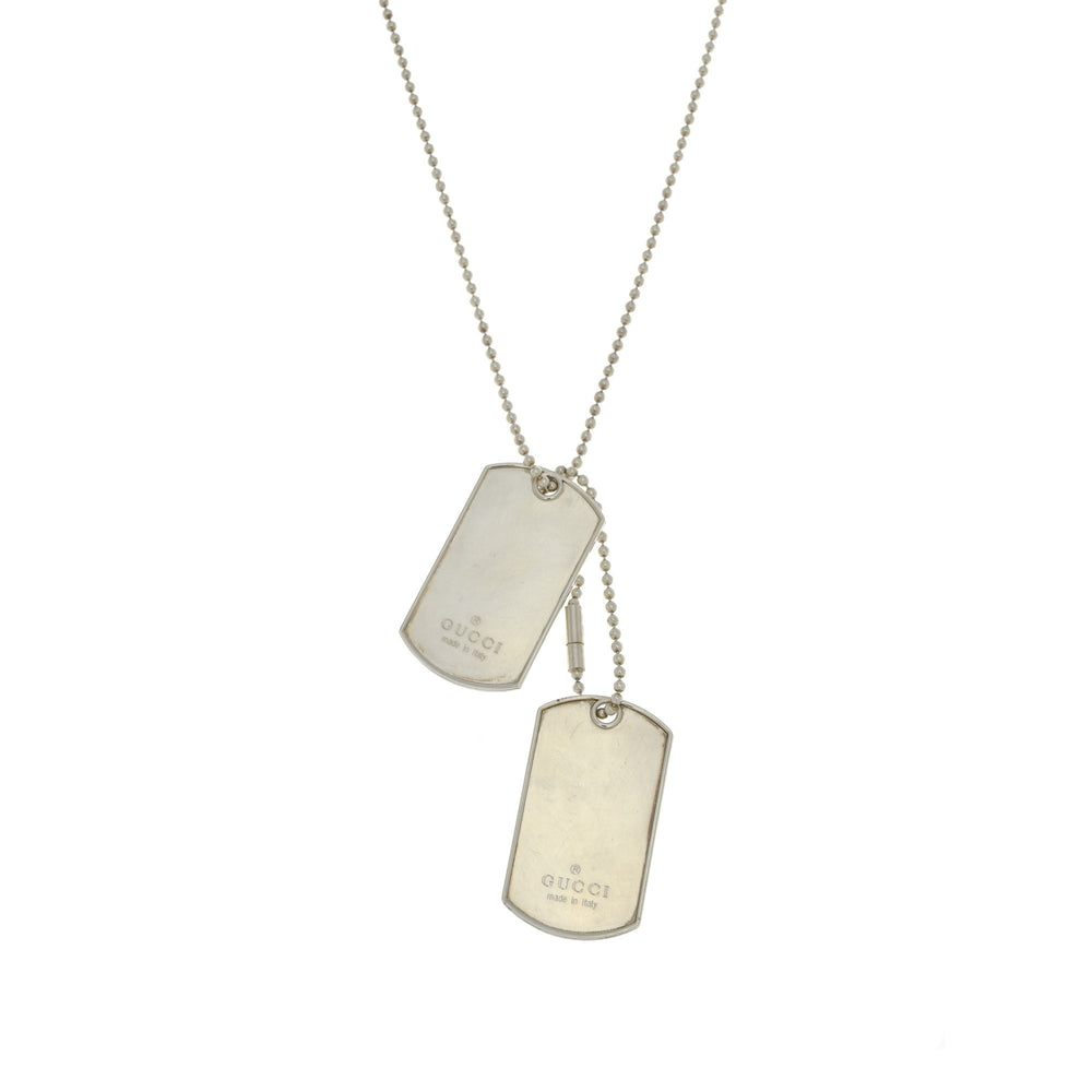 Dog Tag Pendant Necklace | Used & Preloved Gucci Necklace | LXR Canada |  Silver | 925 Sterling Silver