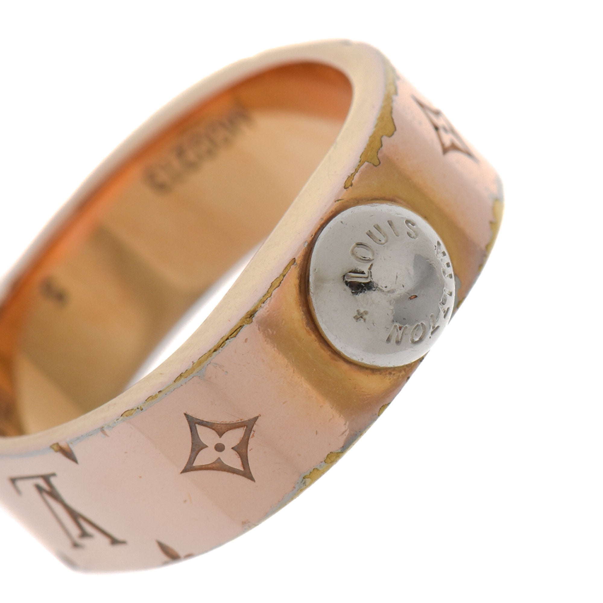 Authenticated Used Louis Vuitton LOUIS VUITTON ring nanogram M00214 M size pink  gold x silver aq5178 