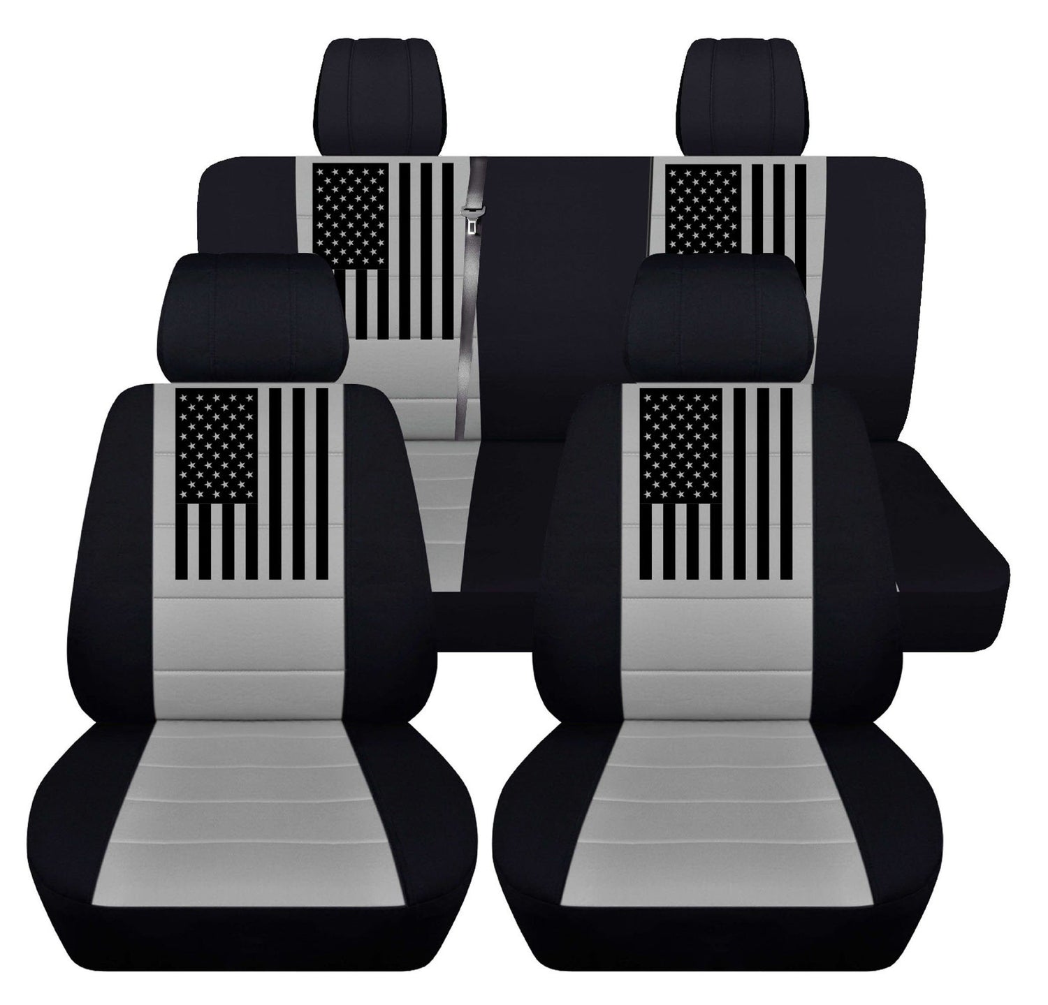 Fits Jeep Wrangler Front Rear Seat Covers Black American Flag – DutchCovers