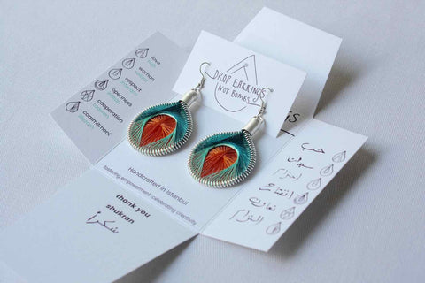 Gift Box Packaging Each earring set comes with an FSC certified paper gift box with a Thank You note written in Arabic. FSC-certified packages that were produced from sustainably sourced materials following forest management principles.