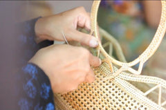 the making of authentic Bali rattan bags