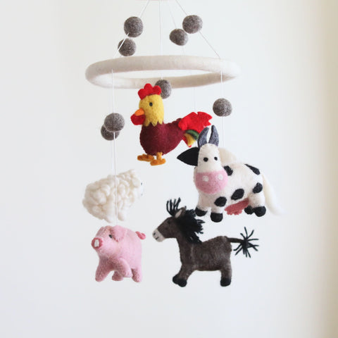 Farm animal baby mobile by Ganapati Crafts Co.