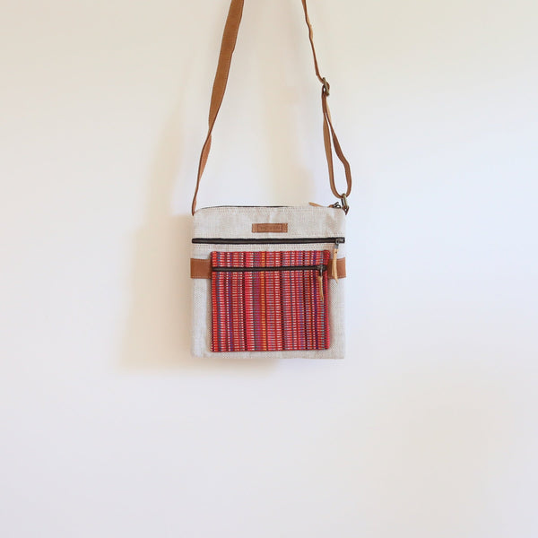 WOVEN Drawstring Bucket Bag - Houndstooth - Ganapati Crafts Co.