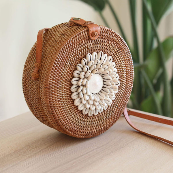Handwoven Round Rattan Bag - ChicBohoStyle – Chic Boho Style