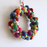 Handmade Rainbow Felt Ball Christmas Wreath | Pompom Christmas Wreath by Ganapati Crafts Co.