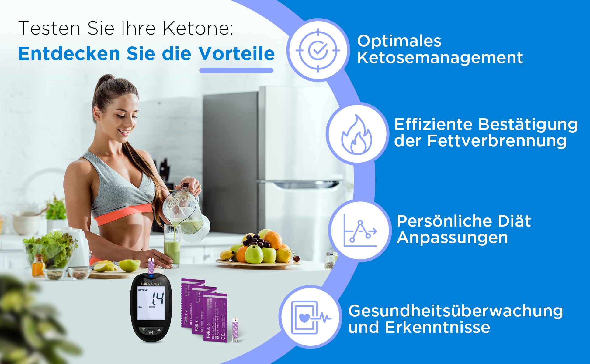 FORA 6 Duo Bluetooth, keto messgerät mit 10 Keton Teststreifen – Smart OTC  Shop