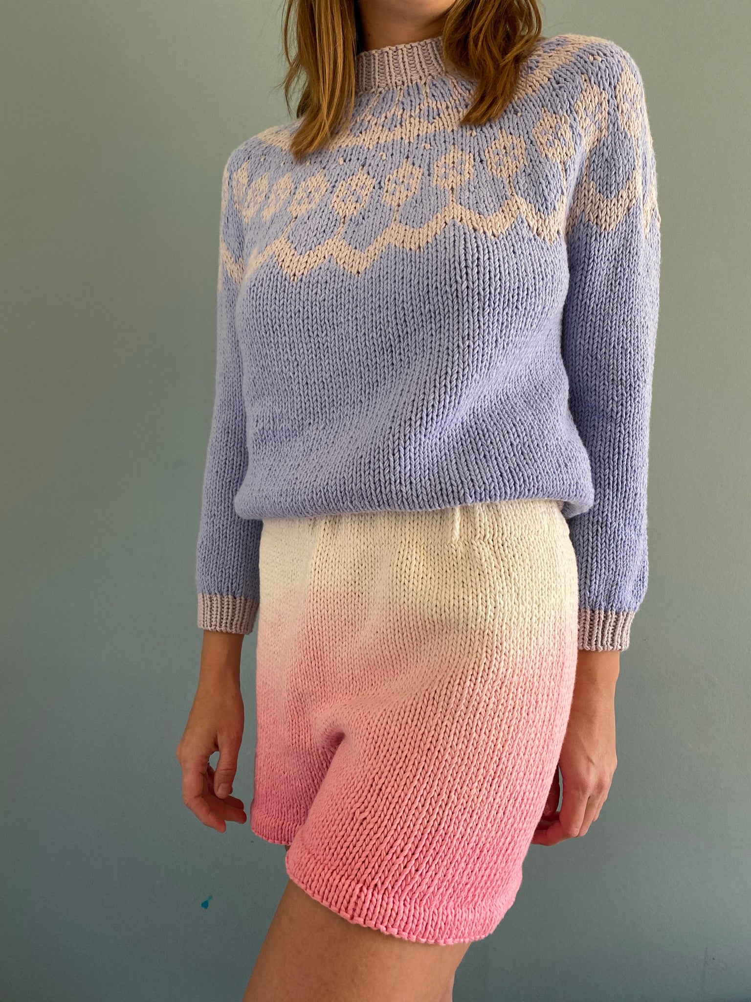 Crochet Yoke Jumper - Navy