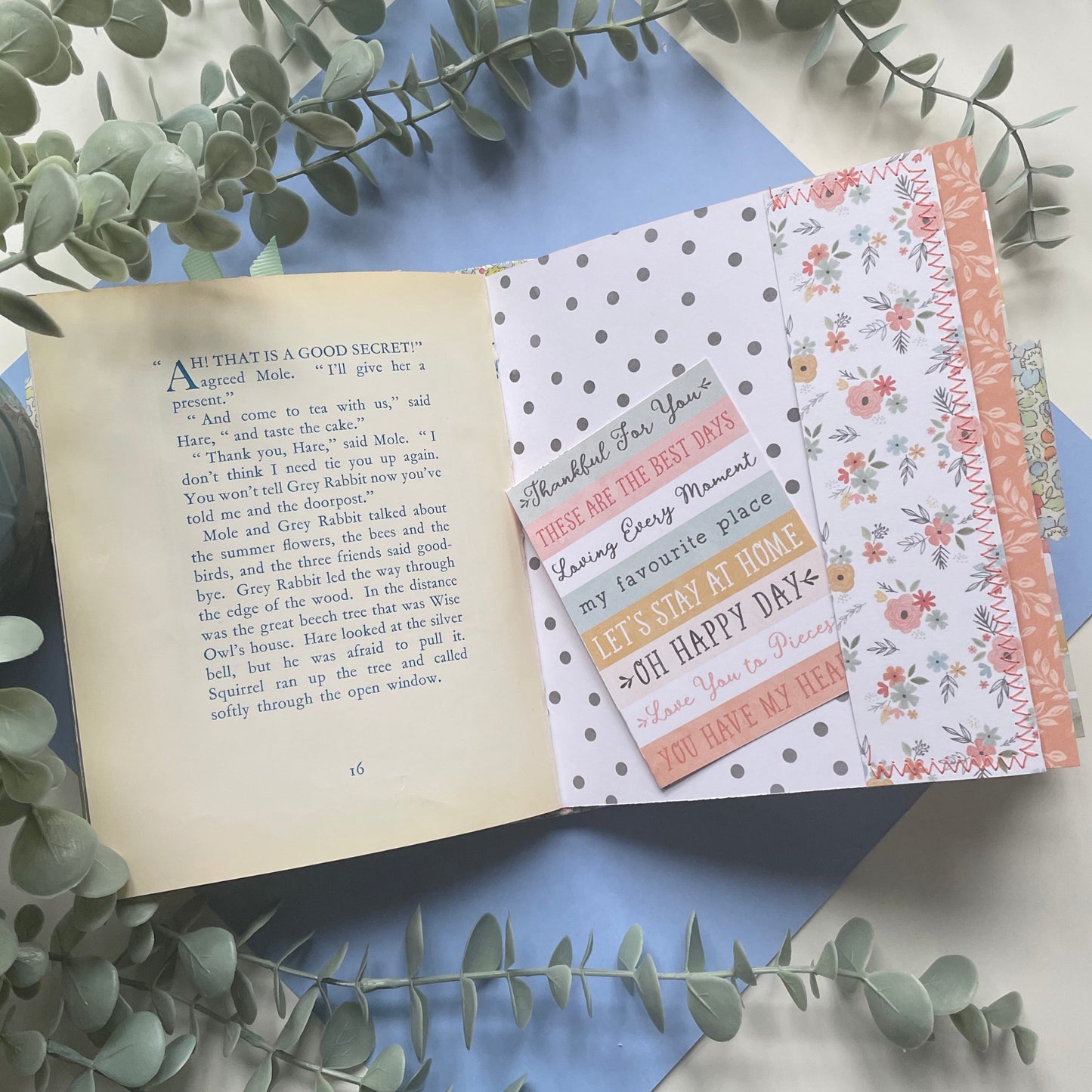 Handmade Upcycled Memory Keeping Journal - Little Grey Rabbit's Birthday