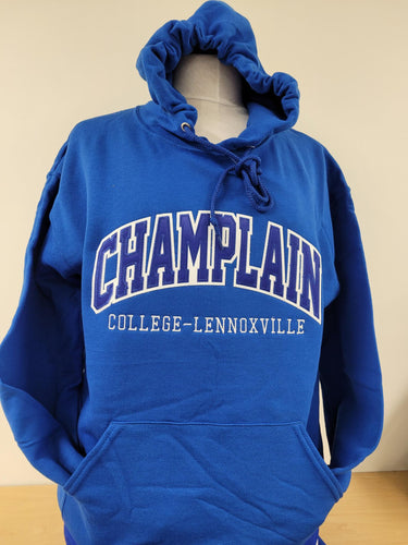 Charcoal Pullover Campus Hoodie with Applicae Embroidery